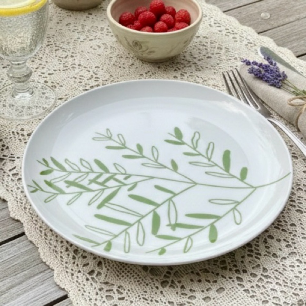 NWT WEST ELM by Jason Polan Porcelain Botanical Dinner Plates Set (2)
